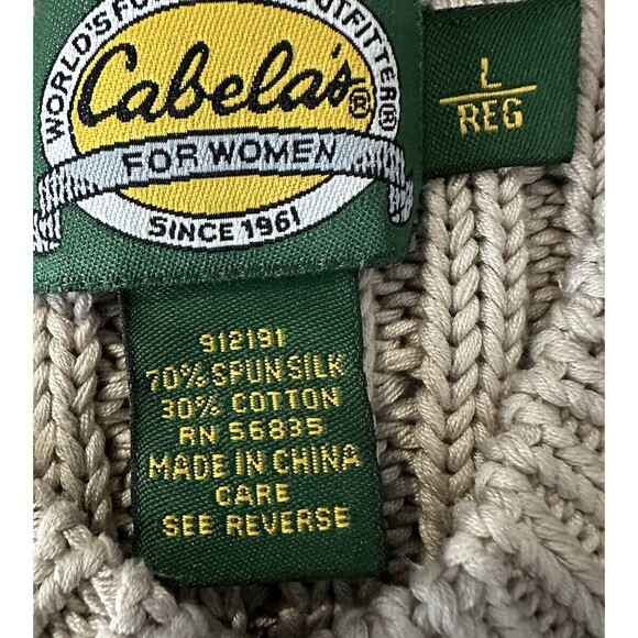 Cabela's Womens Large Silk Blend Cable Knit Pullover Sweater Knit Long Sleeve - Picture 4 of 6